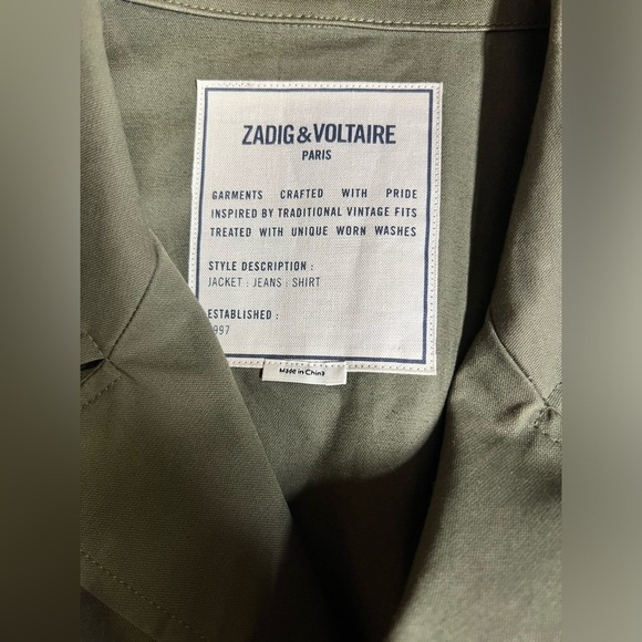 ZADIG & VOLTAIRE Olive green KALENA military style jacket size S. - Picture 11 of 15